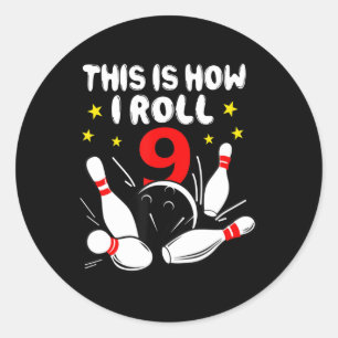Sticker Rond 9 Year Old Bowling This