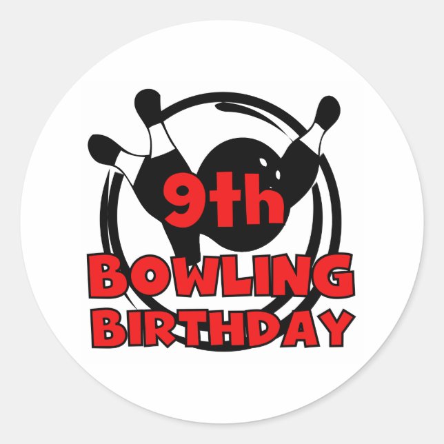 Sticker Rond 9e anniversaire de Bowling (Devant)