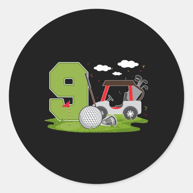 Sticker Rond 9e Anniversaire Golf 9 Anniversaire Fête Golfe (Devant)
