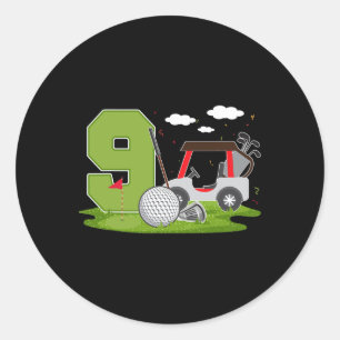 Sticker Rond 9e Anniversaire Golf 9 Anniversaire Fête Golfe