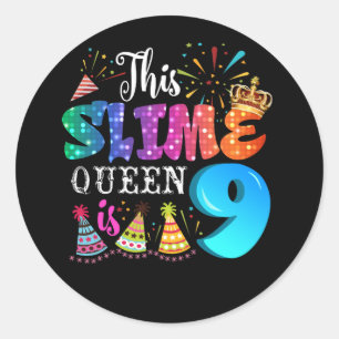Sticker Rond 9e anniversaire pour les filles 9 ans fille Slime