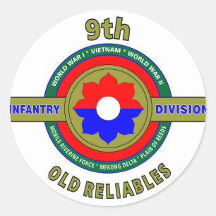STICKER ROND 9E DIVISION D'INFANTERIE "ANCIENS PRODUITS FIABLES