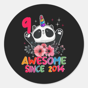 Sticker Rond 9E Pandacorn 9 Panda Unicorn