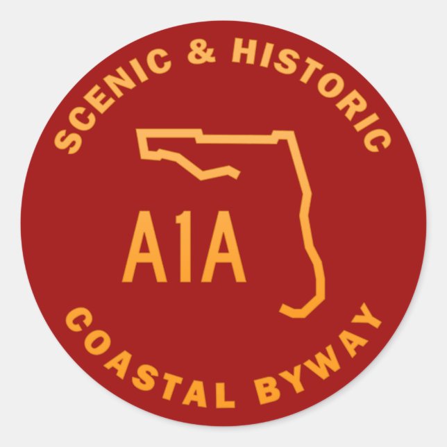 Sticker Rond A1A Autoroute côtière Pittoresque et historique (Devant)