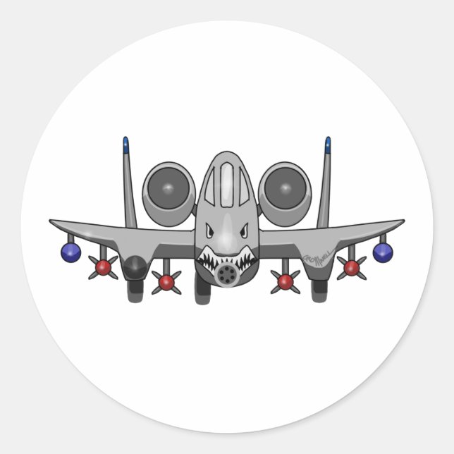 Sticker Rond A-10 Warthog Fighter (Devant)