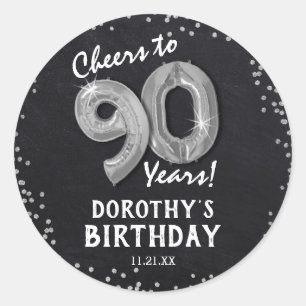 Sticker Rond À 90 ans, félicitations ! 90e anniversaire