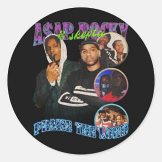 Sticker Rond A$AP Rocky, A$AP Rocky Louer Le Seigneur
