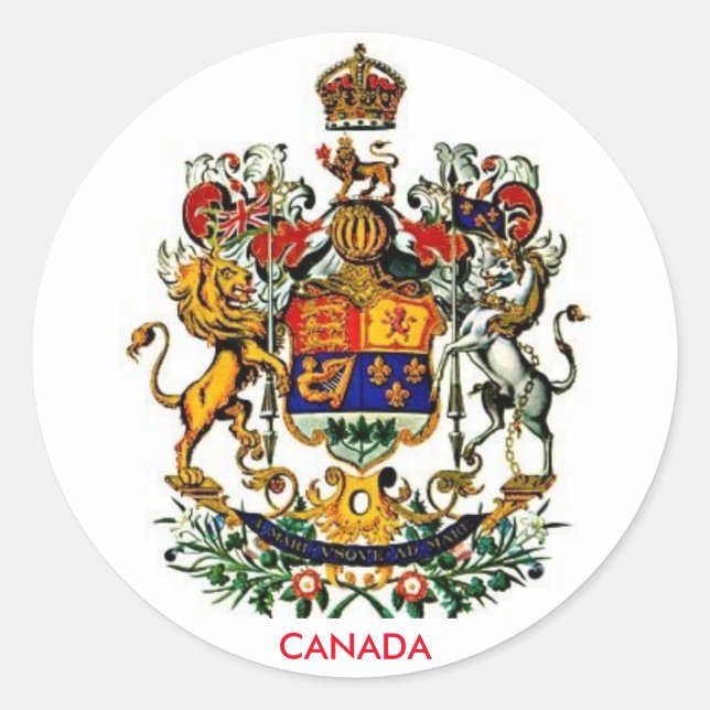 Sticker rond à armoiries du Canada (Devant)