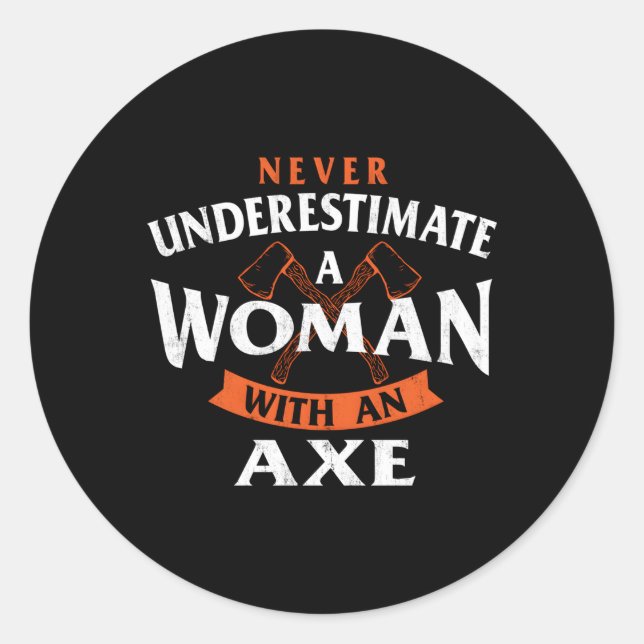 Sticker Rond A Avec Un Ax Jetant Du Chet Lumberjack (Devant)