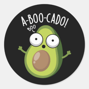 Sticker Rond A-boo-cado Amusant Avocado Puns d'Effraction Dark 