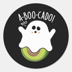 Sticker Rond A-boo-cado Drôle Avocado Puns Dark BG