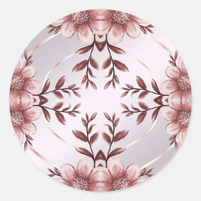 Sticker rond à cadre rose (Devant)