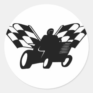Sticker Rond à damiers Drapeau Racer tondeuse