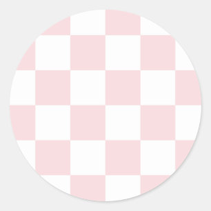 Sticker Rond à damiers grand - blanc et rose pâle
