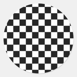 Sticker Rond à damiers noir et blanc