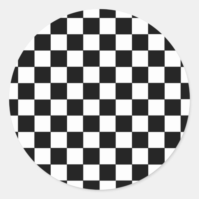 Sticker Rond à damiers noir et blanc (Devant)
