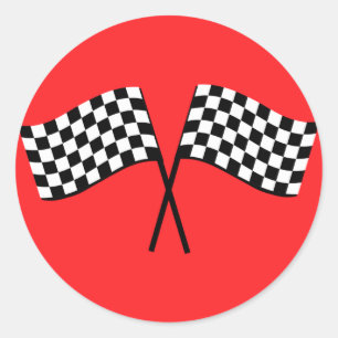 Sticker Rond À damiers noir et blanc Drapeaux de course Rouge