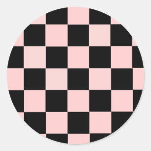 Sticker Rond À damiers rose et blanc