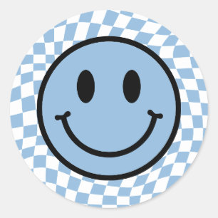 Sticker Rond à damiers Verre bleu Preppy Smile