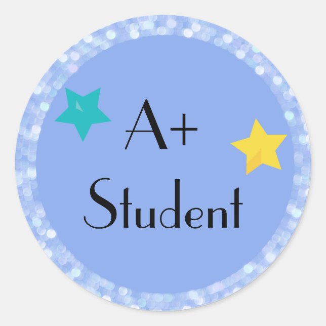 Sticker Rond A+ Étudiant avec étoiles (Devant)