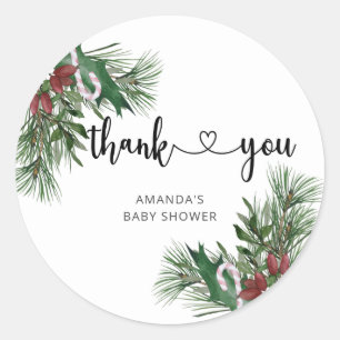 Sticker Rond À feuillage persistant Noël Père Noël