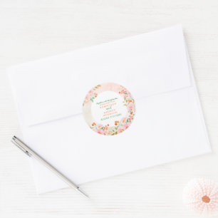 Sticker Rond A Garden Romance : Mariage d'aquarelle rose et ver