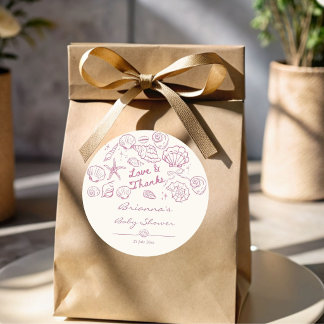 Sticker Rond À la mer bientôt coquilles filles cadeau de baby s