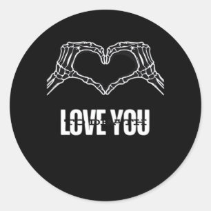 Sticker Rond À la mort - Skeleton Heart Mains Classique