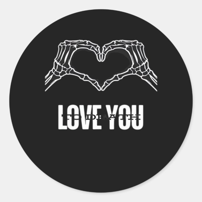 Sticker Rond À la mort - Skeleton Heart Mains Classique (Devant)