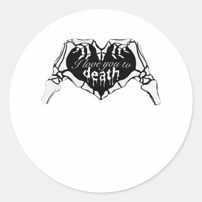 Sticker Rond À la mort - Squelette Coeur main (Devant)