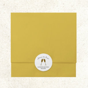 Sticker Rond À l'amour, flûtes de champagne