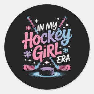 Sticker Rond À l'ère de ma fille de hockey pour les joueurs de