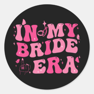 Sticker Rond À l'ère de ma mariée Groovy Bride Enterrement de v