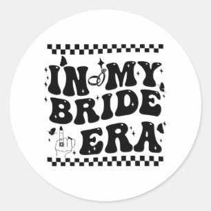 Sticker Rond À l'ère de ma mariée Groovy Mariée Enterrement de 