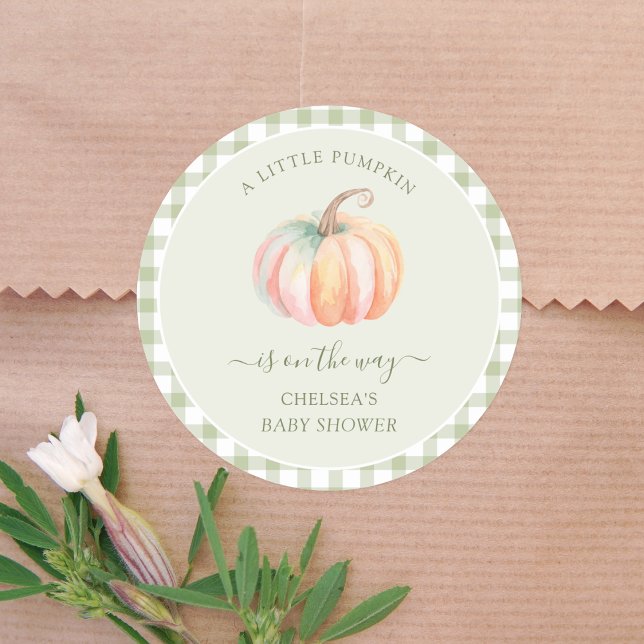 Sticker Rond A Little Pumpkin is On The Way Fall Baby Shower (Créateur téléchargé)