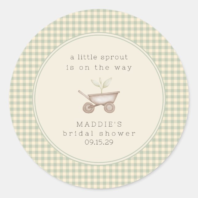 Sticker Rond A Little Sprout is on the Way Baby Shower  (Devant)