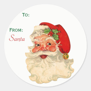 Sticker Rond À partir de Santa Claus Face Christmas tag
