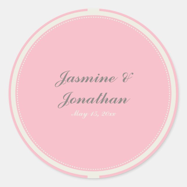 STICKER ROND À PETITS POIS PASTEL ET ROSE RIBBONNES (Devant)