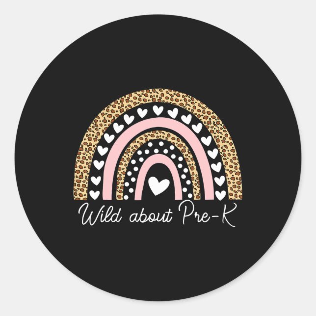 Sticker Rond À Propos Leopard Rainbow Enseignant Pré-k Retour À (Devant)
