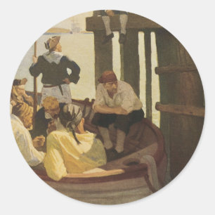 Sticker Rond À Queen's Ferry par NC Wyeth, Pirates Vintage