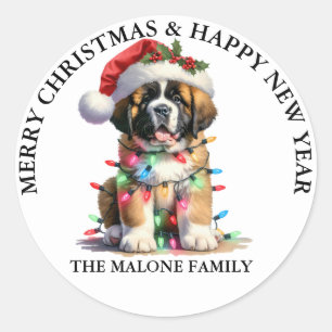 Sticker Rond A Saint Bernard Howl-iday Surprise