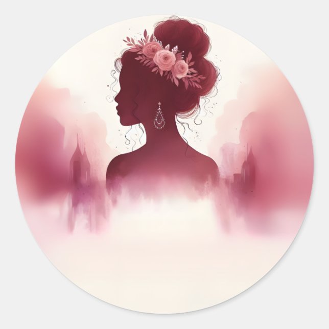 Sticker Rond À Silver Plum Lace Gown Boho Burgundy Quinceanera (Devant)