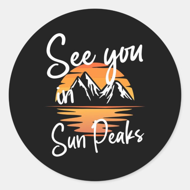 Sticker Rond À Sun Peaks Vacances Ski (Devant)