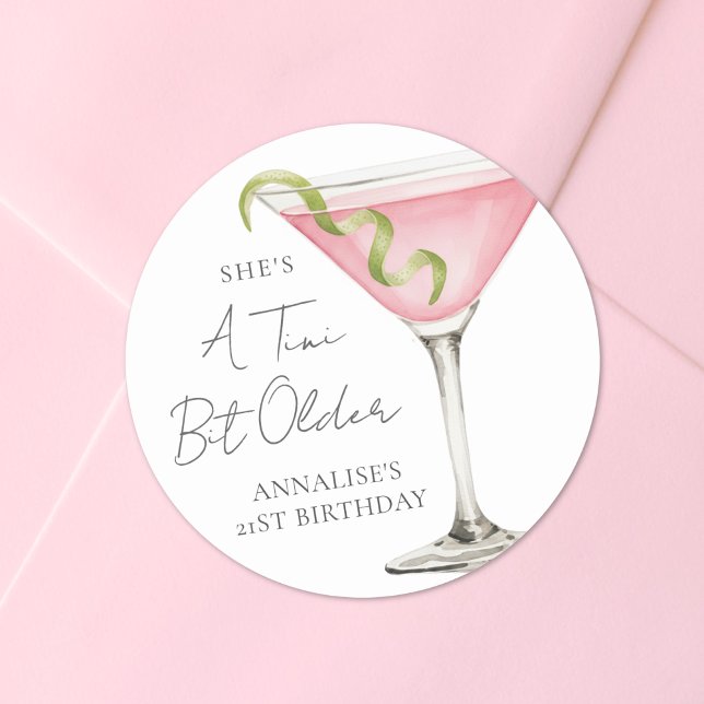 Sticker Rond A Tini Bit Older Martini Birthday (A Tini Bit Older Martini Birthday Classic Round Sticker)