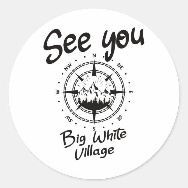 Sticker Rond A Voir Dans Big White Village Randonnées Vacances  (Devant)