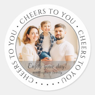 Sticker Rond À votre santé ! Photo d'anniversaire simple classi