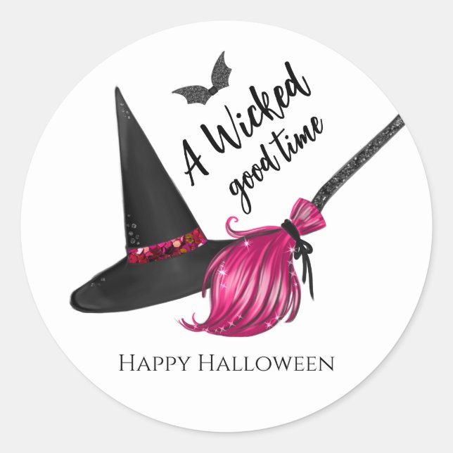 Sticker Rond A Wicked Good Time Happy Halloween (Devant)