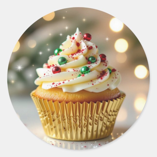Sticker Rond A Yummy Christmas Cupcake (Devant)