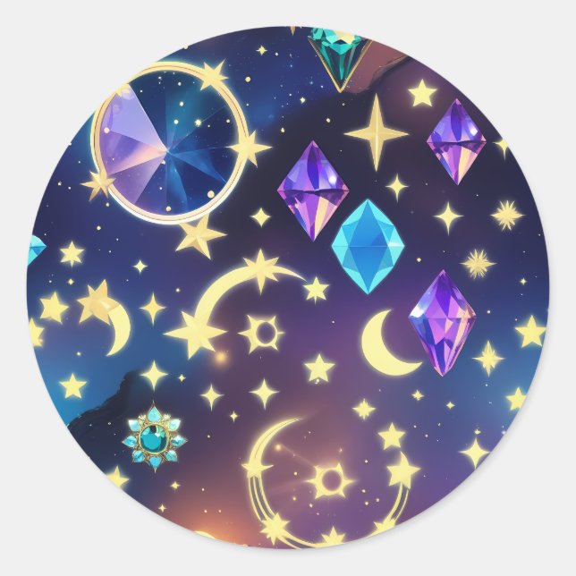 Sticker Rond AAlexandrite Sapphire Celestial Moon Luxury Gem  (Devant)