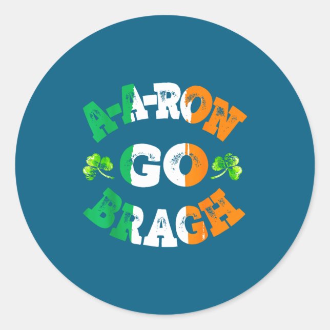 Sticker Rond Aaron Erin Go Bragh Shamrock St Patricks Day  (Devant)